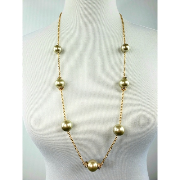 J. Crew black faux pearl and crystal necklace